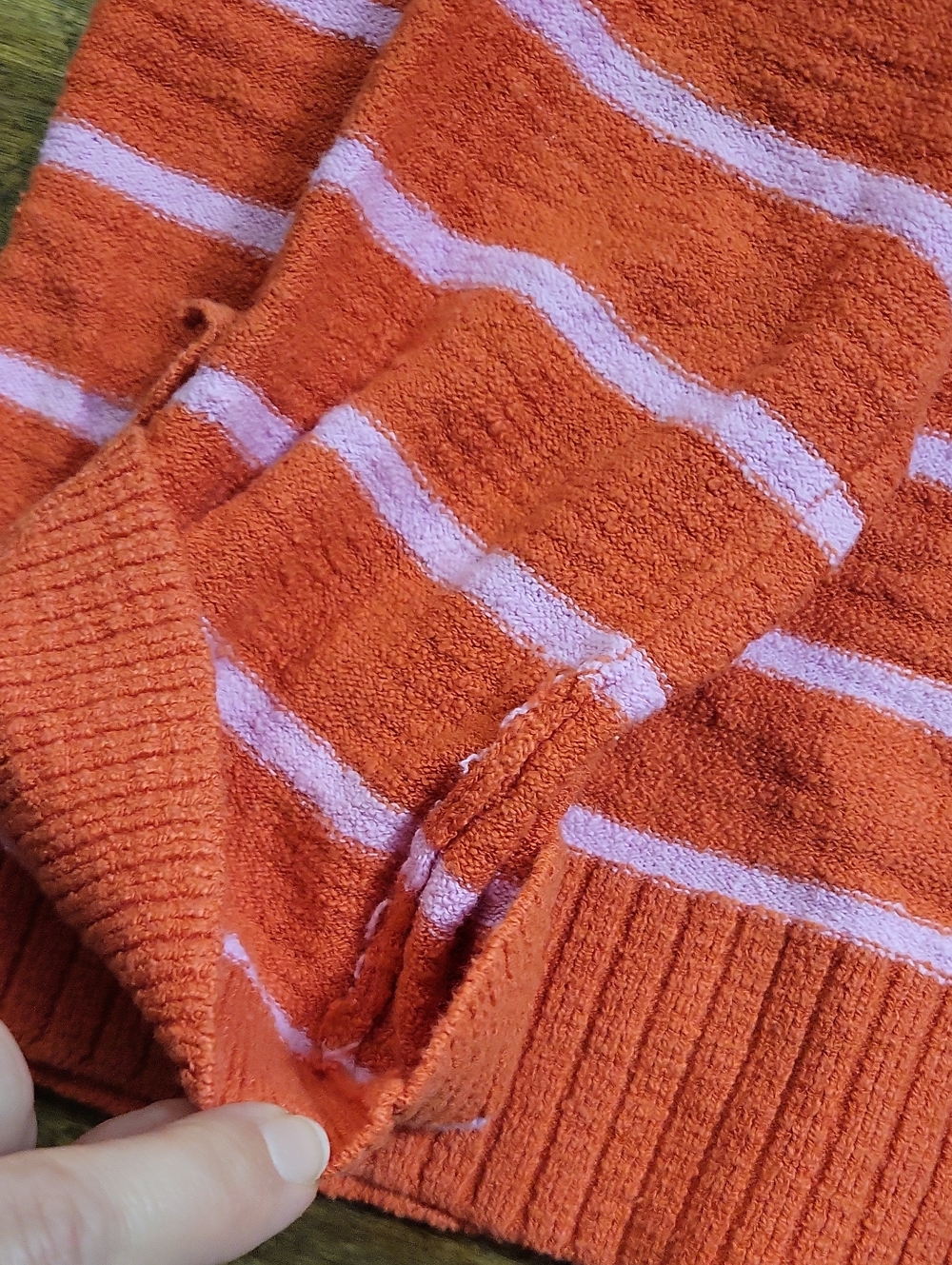 LOFT Coral Pink Striped V-Neck Button Sweater Size XS - Picture 12 of 15